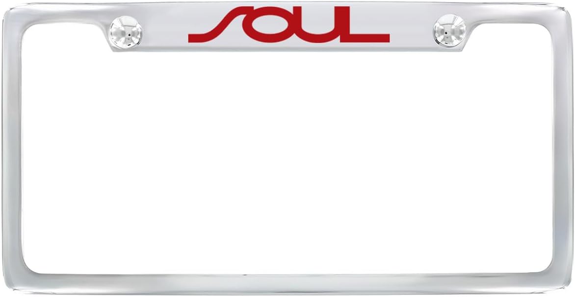 Kia Soul License Plate Frame Chrome Plated Metal Bottom Notched 2-Hole