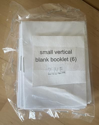 ZNF Handmade Small Vertical Blank Booklets, White Paper, 8.5 x 5.5 Inches, 50 Pages, Journal Notebook for Note-taking, Made in USA
