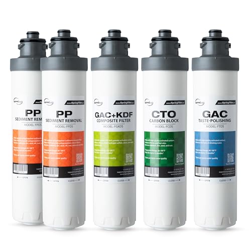 iSpring F5DS 1-Year Replacement Supply Filter Cartridge Pack Set for DS4B & DS4S