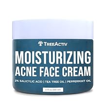 TreeActiv Acne Cream Original Formula, 2 fl oz, 2% Salicylic Acid Face Moisturizer for Oily & Acne-Prone Skin, Lightweight Hydrating Facial Cream