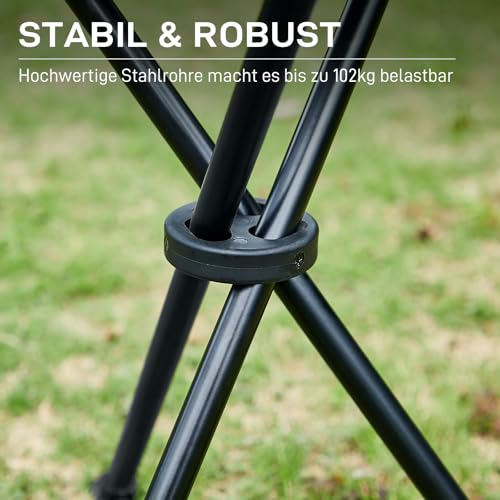 EVER ADVANCED Klapphocker Faltbar Dreibeinhocker Ultraleicht, Campinghocker 53.3cm Hoch 102KG Belastbar mit Seitentasche, Tragbarer Angelhocker Klappbar für Camping Jagd Wandern Angeln