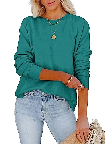Image of Women's Casual Long Sleeve Crewneck Sweatshirt Loose Flowy Lightweight Pullover Sweatshirts Tops