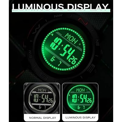 Men's Military Watches for Men Tactical ABC Digital Watch Outdoor Sports Altimeter Barometer Compass Thermometer Fitness Tracker Watch Step Counter Dual Time Stopwatch Countdown Waterproof Wristwatch