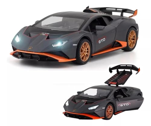 Image of Compatible for 1:24 Lambarghini Huracan Toy Car Model, Diecast Collectible Pull Back Model Car with Sound and Light, Toy Gift Vehicles for Adults Kids Boys Girls (Black)