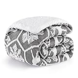 PanxHome Sherpa Decke, 520GSM Kuscheldecke Flauschige, Weihnachts Rentier Schneeflocken...