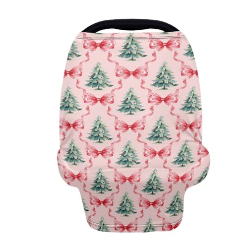 Image of Baby Car Seat Cover & Nursing Cover, Christmas Tree Bow