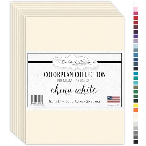 Cardstock Warehouse Colorplan Limestone (China White) Cardstock Paper – 25 Sheets, 8.5 x 11" – 100 lb. / 270 GSM Premium Matte Cover Cardstock for Invitations, Card Making & DIY Projects