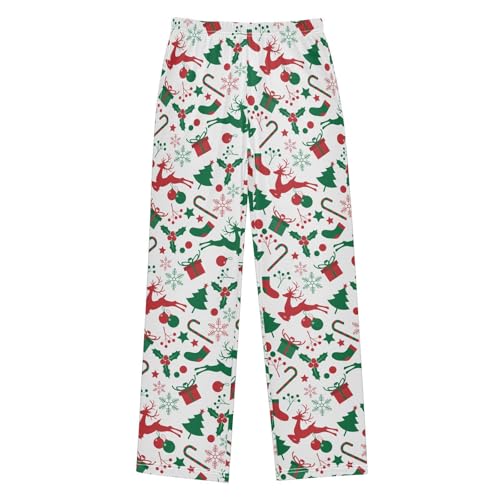 ZZXXB Reindeer Socks Gift Boys Long Pants Soft Trousers Elastic Waist Kids Lounge Bottoms with Pockets S-XL