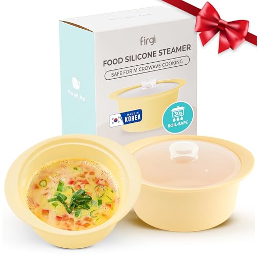 FIRGI 27oz Platinum Silicone Microwave Steamer Pot with Handle &
