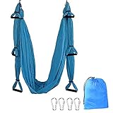 TDRTECH Aerial Yoga Swing, Hanging Yoga Trapeze/Hammock/Sling - Antigravity Inversion Swing for Beginners & Kids (Blue)