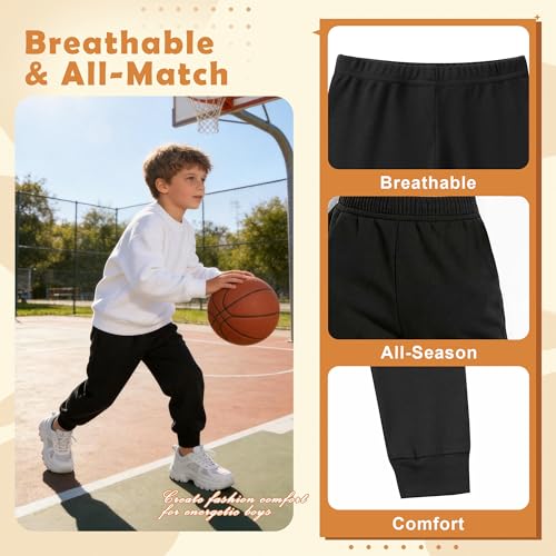 cold pudding 4 Pack 2T-6T Toddler Boys Cotton Joggers Sweatpants, Athletic Casual Pants for Kids, Elastic Cuff Workout Pants (US, Age, 5 Years, Black/Taupe/L.Grey/Blue and White Stripes) cold pudding 4 Pack 2T-6T Toddler Boys Cotton Joggers Sweatpants, Athletic Casual Pants for Kids, Elastic Cuff Workout Pants (US, Age, 5 Years, Black/Taupe/L.Grey/Blue and White Stripes) - Image 3