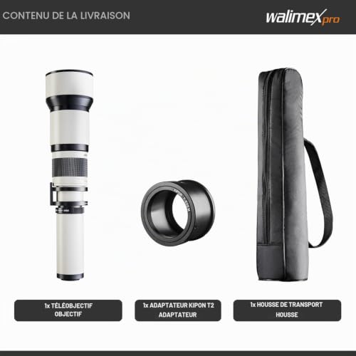 Walimex Pro Téléobjectif 650 1300 Mm 1:8 16 Csc Compatible Avec Pentax K – Mise Au Point Manuelle Zoom Pour Capteu - vue 5