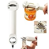 Stainless Steel Adjustable Cap Screwer,Multifunctional Retractable Bottle Opener, Magnetic Can Opener, Multi Kitchen Tool for Jelly Jars, Wine, Beer and Other (Off White)