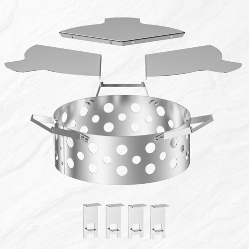Onlyfire Rauchsatz für Weber Kugelgrill 57 cm, Kohlekorb mit abnehmbarem Diffusorplatte für direkte und indirekte Hitze, Räucherkammer Grill Zubehör für Holzkohlengrills