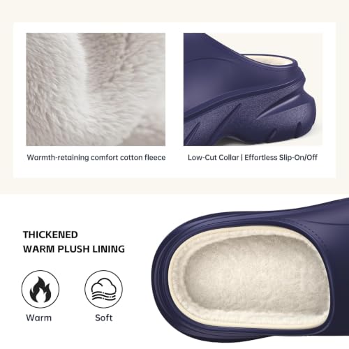 Image of Unisex Waterproof Winter Slippers for Outdoor, Fuzzy Lined Non-Slip Snow Boot House Shoes with Rubber Sole, Indoor Outdoor Comfort for Cold Weather
