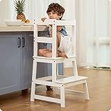 Kitchen Step Stool for Toddlers,Kids Montessori Learning Stool,Baby Standing Tower for Counter,Children Standing Helper (White)