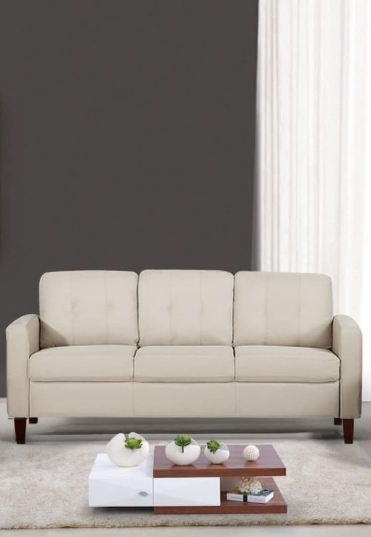 Rossetti Modern Tufted Sofa, Loveseat and Accent Armchair Sets, Mid Century Upholstered Couches with Removable Seat and Back Cushion in Beige/Tan, 3 Piece