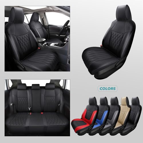 FEINEPRO RAV4 Seat Covers - Custom Fit Seat Covers for Toyota RAV4 2019-2025 Hybrid XLE LE Limited XLE Premium (Not for XSE/SE Hybrid) - Leather RAV 4 Seat Cover Full Set Waterproof - Black by FEINEPRO - Image 8