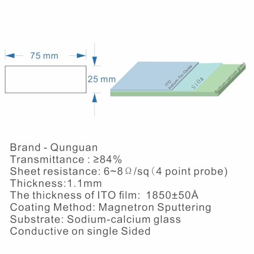 Image of ITO Coated Conductive Glass 25mmx75mm Sheets Cover Slides superconducting Low Resistance <10 ohm /sq (13 Pcs)