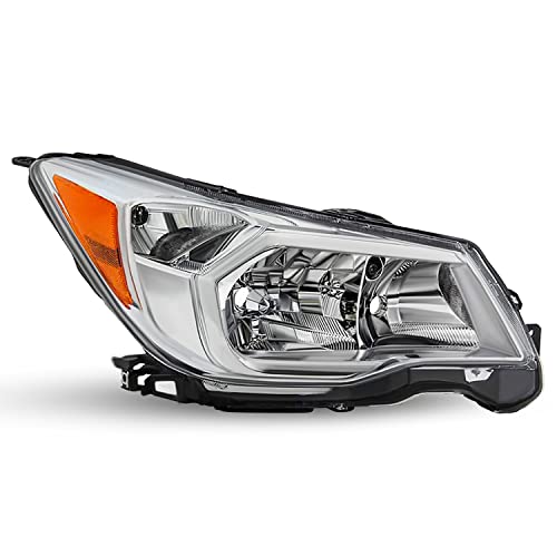 JSBOYAT For 2014-2016 Subaru Forester Halogen Headlight Assembly Replacement Chrome Housing Amber Reflector Right Passenger Side