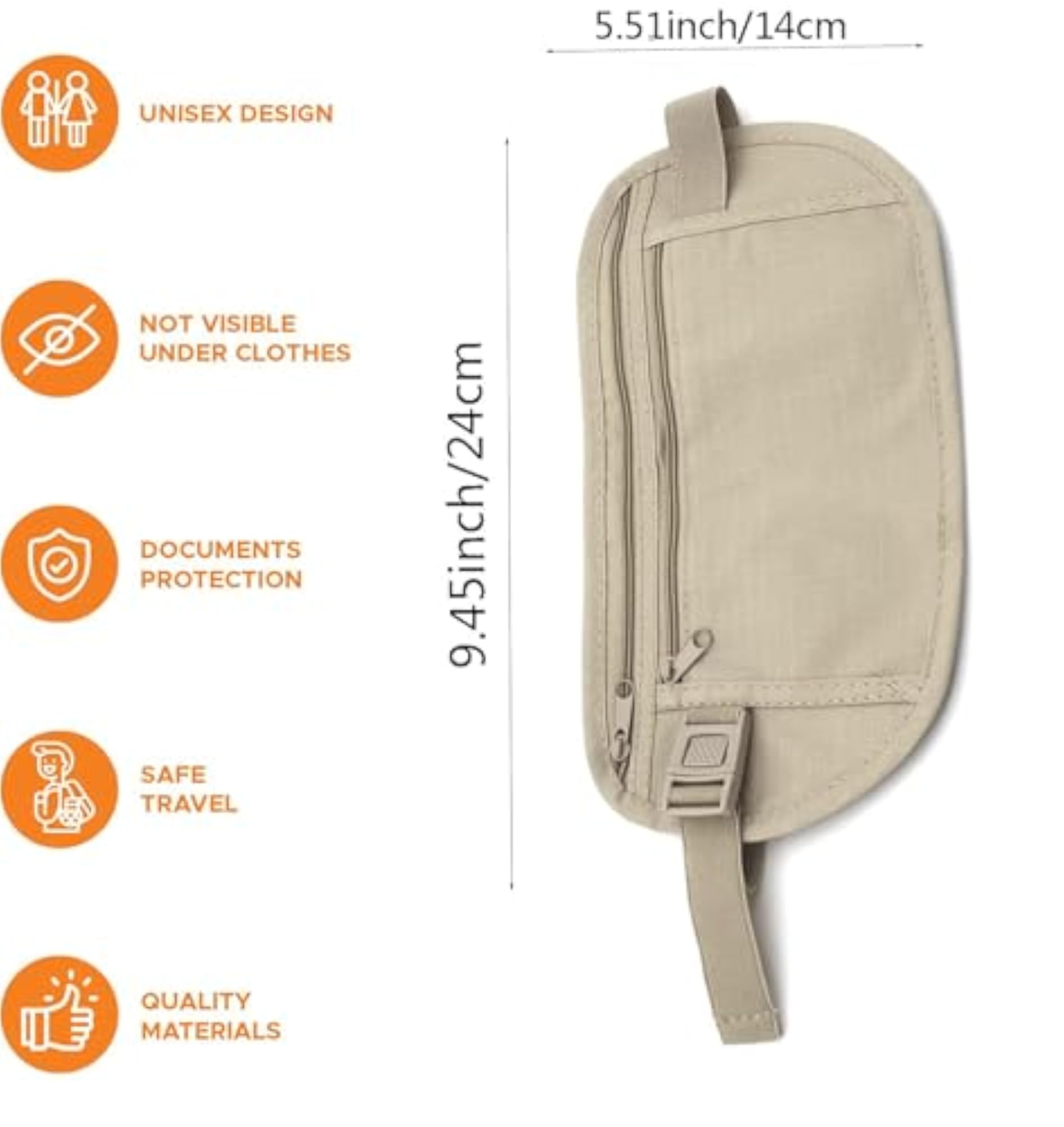 Travel Money Belt with Hidden Waist Pocket