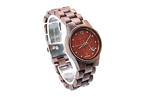 Wood Wrist Watch For Women-Sandalwood/Swarovski Crystals/Crystal Sapphire Window/Wood Watch Band/Analog Citizen Movement #TOP4
