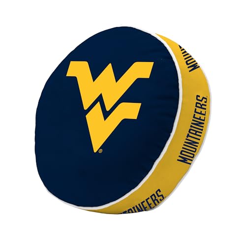 Logo Brands NCAA West Virginia Mountaineers Puff Pillow – Ultra Soft & Cozy Plush Throw Pillow - Decorative Accent for Home for Couch, Bed, Dorm & Game Day Décor