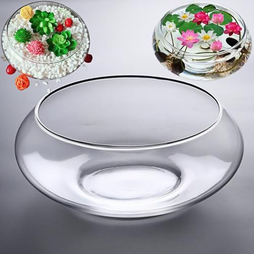 aunosit Glass Lotus Bowl Planter, 8 in Lotus Flower Bowl,