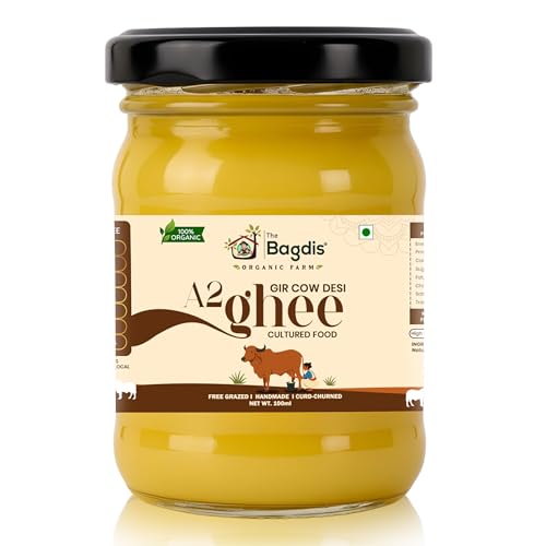 Image of The Bagdis A2 Desi Gir Cow Ghee | Hand-Churned Cultured Bilona Ghee | Grass-Fed | 100% Pure & Natural Ghee Glass Bottle (100ml) High Smoke Point
