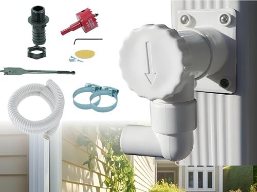 Collecteur d'eau de Pluie - Kit Complet - Fabrication Francaise - Conduits Rectangulaires 60x80 mm - Blanc