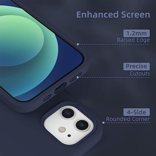 Image of UNIGEN Premium Silicone iPhone 12 Case Soft, Flexible TPU Cover Slim Matte Finish with Anti-Scratch & Non-Slip Protection for iPhone Compatible with (12-Blue)