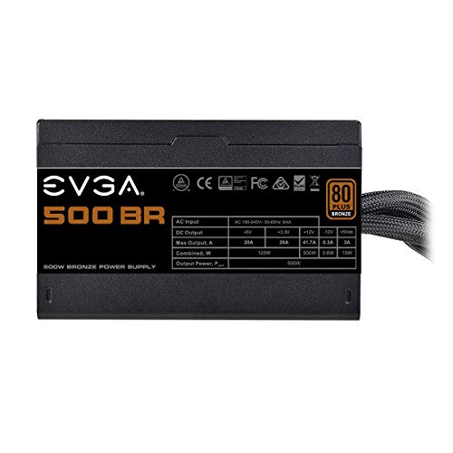 EVGA 500 BR, 80+ BRONZE 500W, garanzia 3 anni, alimentatore 100-BR-0500-K2 (UE)