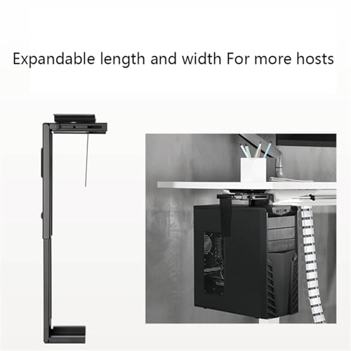 Soporte para CPU, carro móvil ajustable bajo escritorio, montaje en pared, giro de 360 grados, soporte de acero para torre de PC miniatura 3