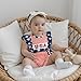 Yhilee Praise Newborn 4th of July outfits Baby Girl Smocked Bubble Romper My First Fourth of July Onesie Memorial Day Outfit (Red USA Star Stripe, 12-18 Months)