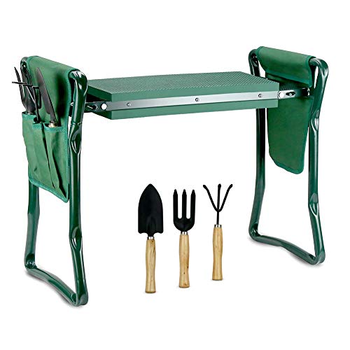 Echaprey Garten-Kniebank und Sitz, mit 2 Werkzeugtaschen und 3 Gartenwerkzeuge Cover