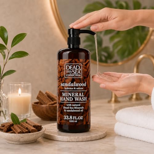 Image of Dead Sea Collection Hand Soap Pump Sandalwood - Moisturizing Hand Wash Liquid with Dead Sea Minerals and Sandalwood Oil - Hydrates and Softens - Pack of 2 (33.8 Fl Oz Each) - 67.6 Fl Oz Total