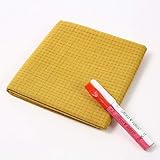 DARUMA Sashiko 100% Cotton Sewing Cloth (42.5 inch x 19.6 inch) with Grid Line and Fabric Marking Pencil Set (Yellow)