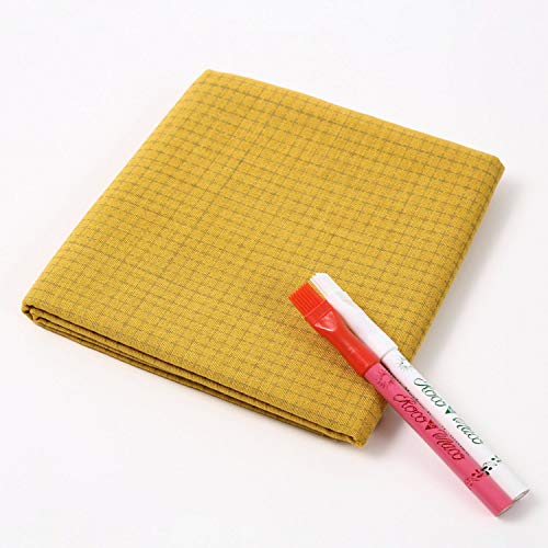 DARUMA Sashiko 100% Cotton Sewing Cloth (42.5 inch x 19.6 inch) with Grid Line and Fabric Marking Pencil Set (Yellow)