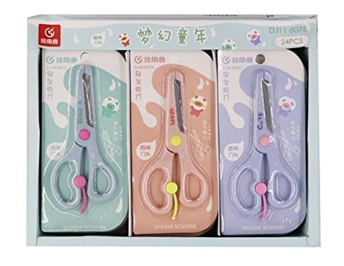 IDENSIC Plastic Kids Generic Student Simple Design Scissors Ideal for Boys and Girls Art/Craft Paper Cutting Tools (Multicolor)
