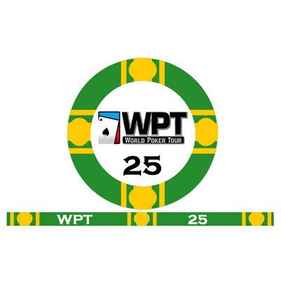 WPT World Poker Tour Replica Poker Chips Value 25 Blister Pack of 25 10g Ceramic Chips, Green