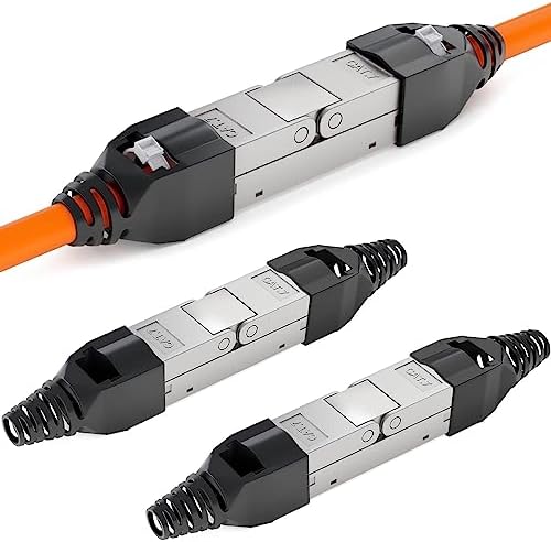 3 x hb-digital LSA beznarzędziowy łącznik sieciowy Cat7 z osłoną ochronną STP konfekcjonowane w polu adapter przedłużający do kabla instalacyjnego LAN, Ethernet kabel instalacyjny CAT7