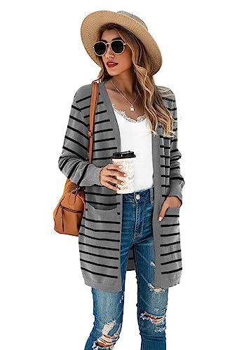 Image of TASAMO Cardigan Sweaters for Women Long Sleeve Open Front Casual Knit Fall Coat Oversized Soft Outwear with Pockets
