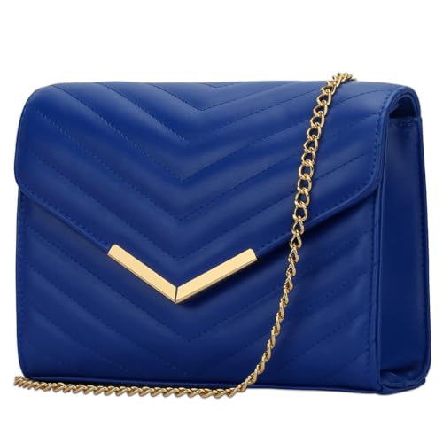 KKXIU Women Formal Vegan Leather Evening Envelope Clutch Purses and Handbags for Party Wedding Prom Bridal (A-Blue)