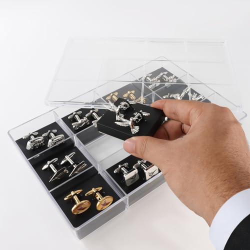 Set de 12 pares de mancuernillas clásicas para hombre miniatura 2