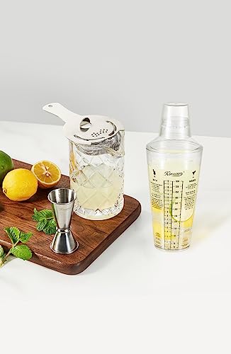 Kitessensu Cocktail Recipe Shaker - Martini Recipes Measured Plastic Cobbler Shaker With Cap And Built In Strainer - Best Gift For Beginner #TOP6