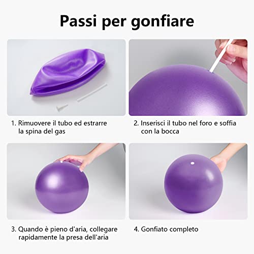 Foto von KYYLZ Gymnastikball Kleiner Pilates Ball 17-25cm Soft Yoga Ball Kleine Übung Ball mit Aufblasbarem Strohhalm,Anti-Burst-Übungsball Fitness Ball für Yoga,Pilates,Balance,Physiotherapie,Stretching