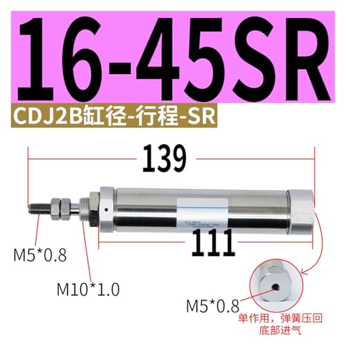 Cilindro pequeño CDJ2B16 45SR neumático de doble efecto mini 3