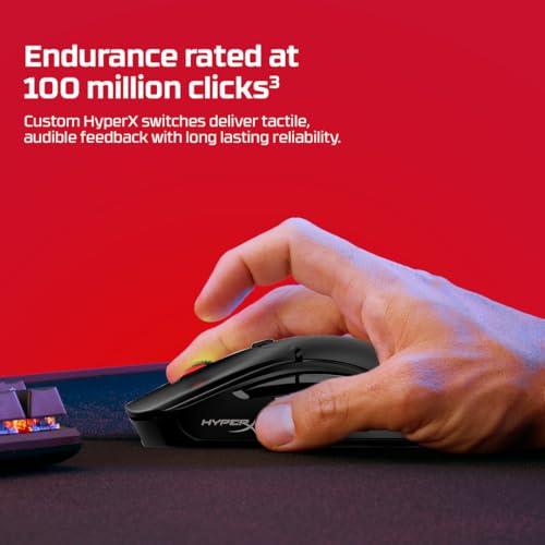 Image of HyperX Pulsefire Haste 2 Dual Wireless RGB Gaming Mouse, Up to 26K DPI, HyperX 26K Sensor, 61g Ultra Lightweight, 100 Hr Battery Life, 1K Hz Polling Rate, 24 Months Warranty - Black [6N0B0AA]