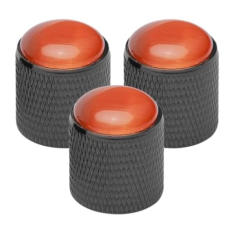 Unxuey Black Guitar Control Knobs Volume Tone Control Knobs with Red Dome for 6mm Shaft Pots, 3PCS Cover