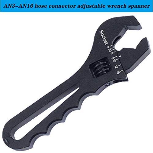 Nakao 3An-16An Adjustable Wrench,Lightweight Aluminum Spanner Tools,For An Hose Fitting Adapters Ends,Black #TOP3
